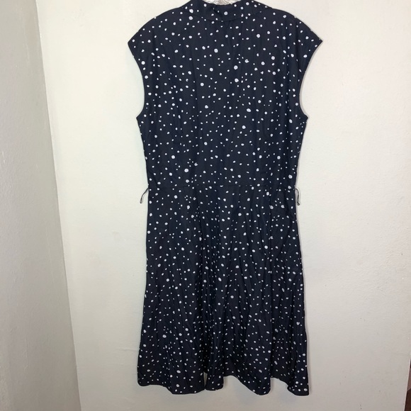 Ann Taylor Navy and White Polka Dot Collared Dress Size 14 - Picture 5 of 7